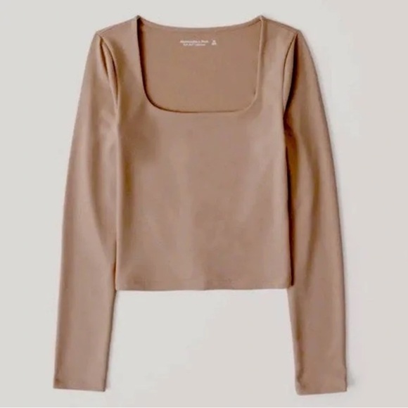 Abercrombie & Fitch Soft A&F Collection Seamless Tan Long Sleeve Women's Top - Picture 1 of 4